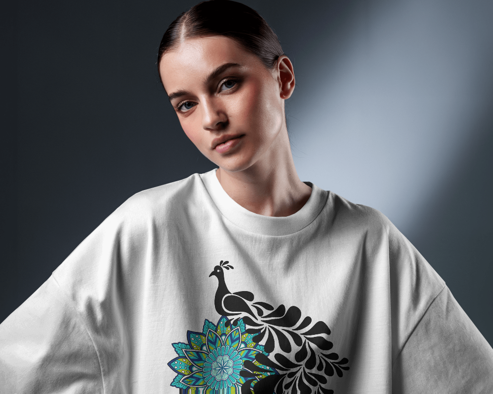 PEACOCK-   100% Cotton Oversized T-shirt