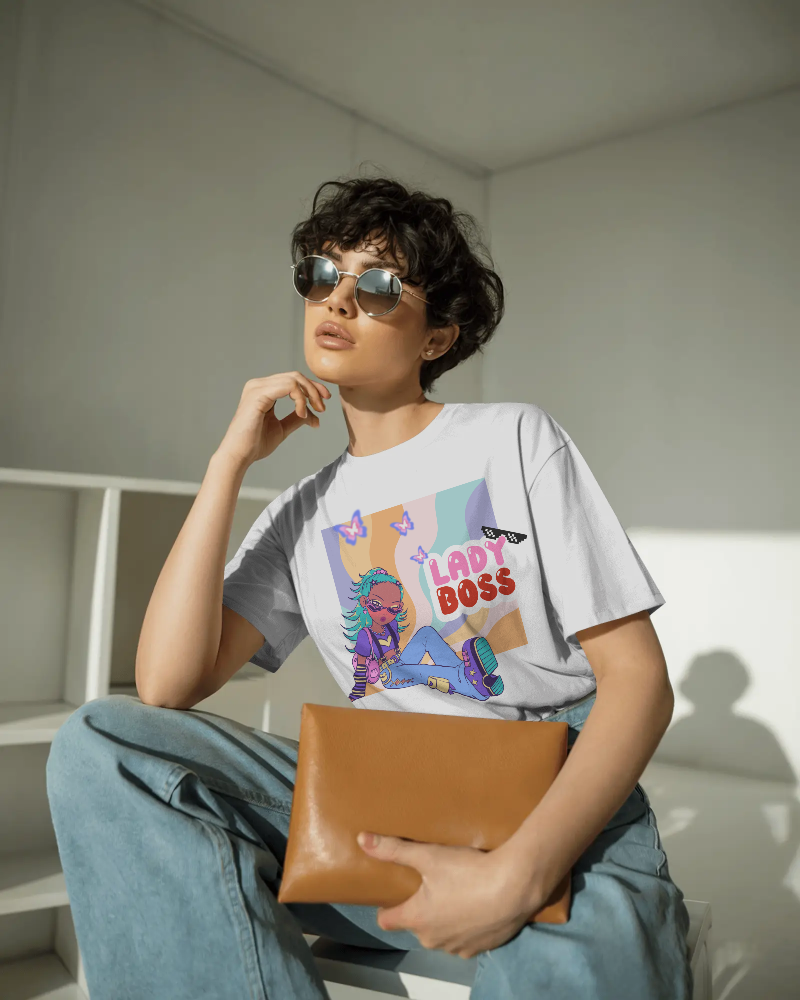 LADY BOSS-   100% Cotton Oversized T-shirt