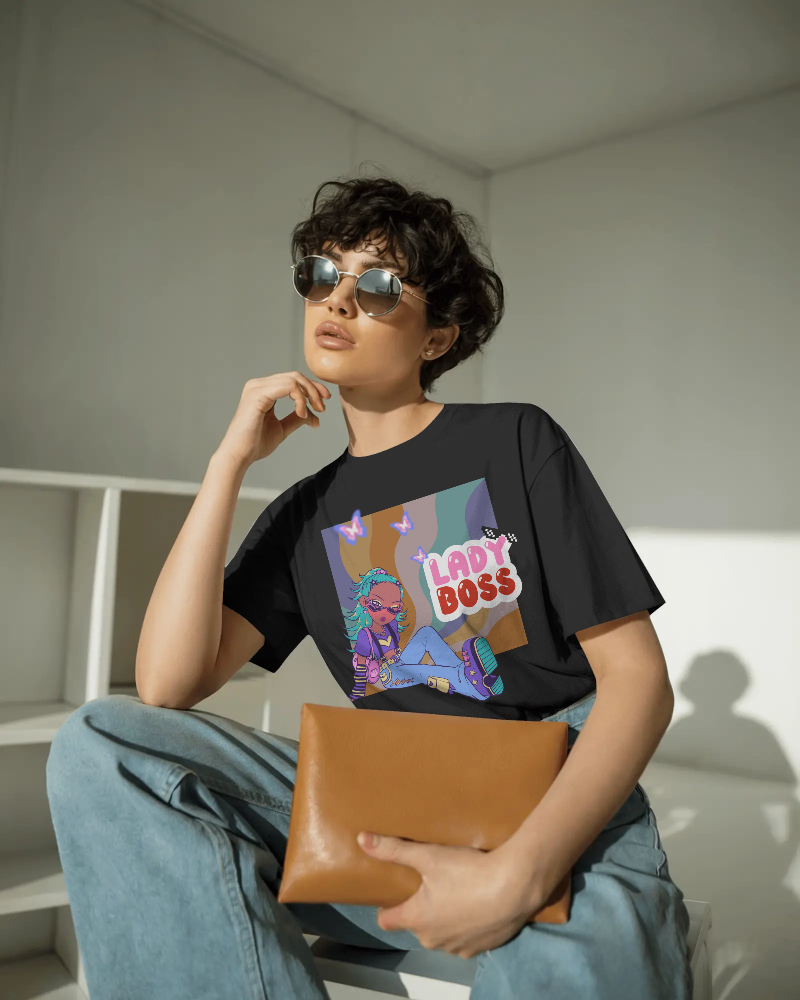 LADY BOSS-   100% Cotton Oversized T-shirt