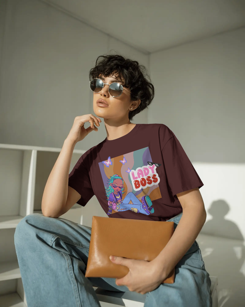 LADY BOSS-   100% Cotton Oversized T-shirt