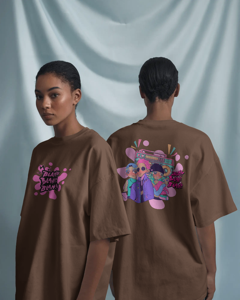 BLAH BLAH BLAH-   100% Cotton French Terry Oversized T-shirt