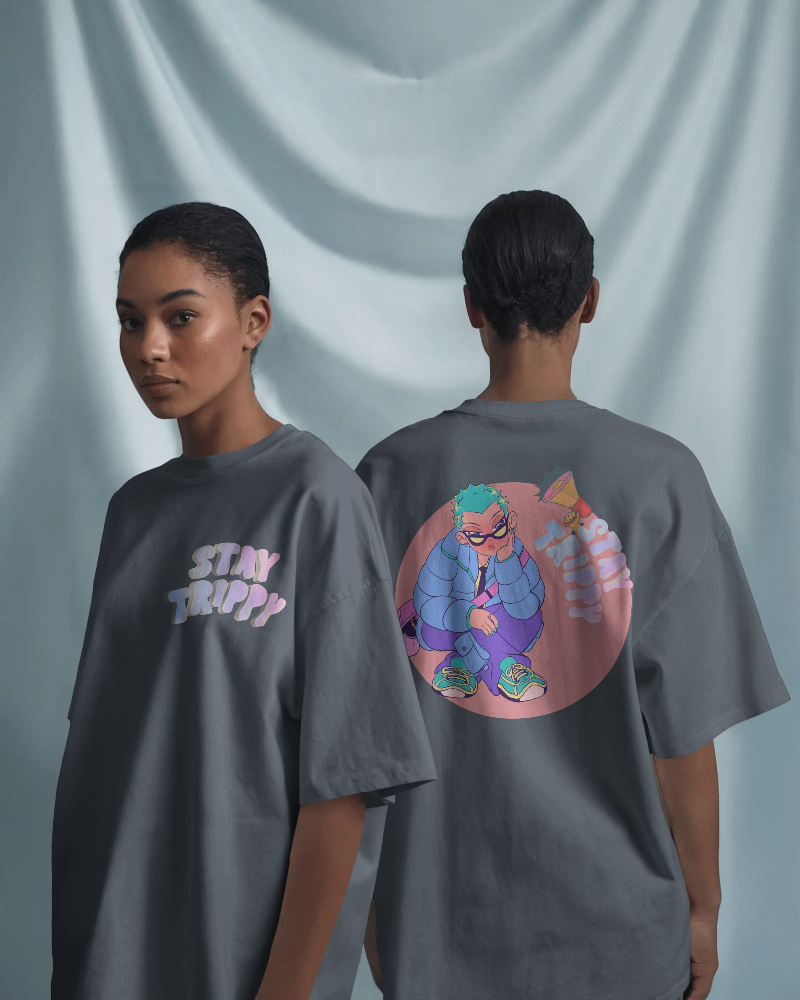 STAY TRIPPY-   100% Cotton French Terry Oversized T-shirt