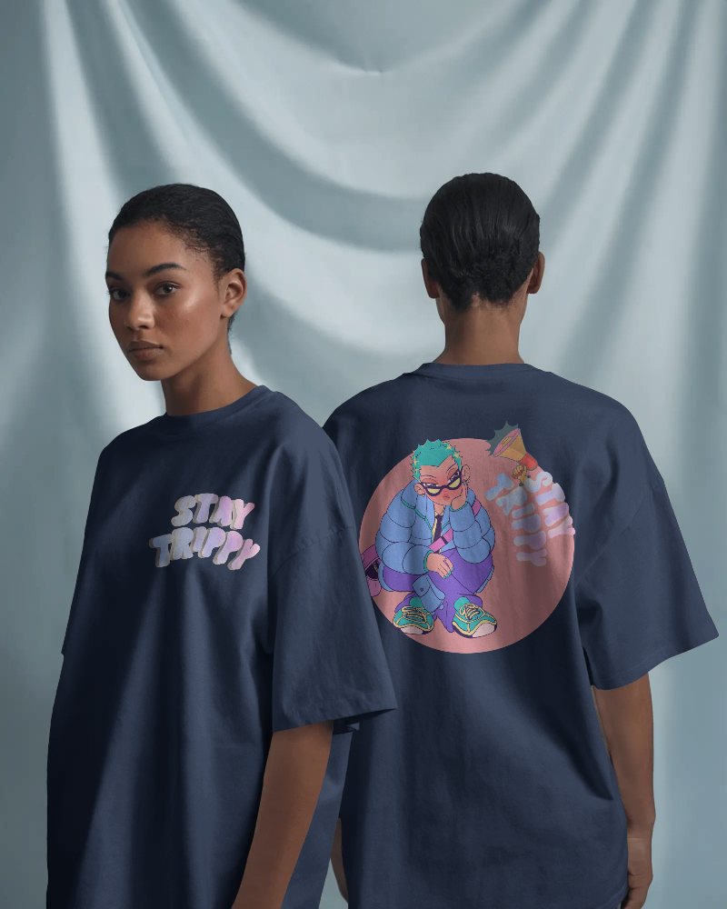 STAY TRIPPY-   100% Cotton French Terry Oversized T-shirt