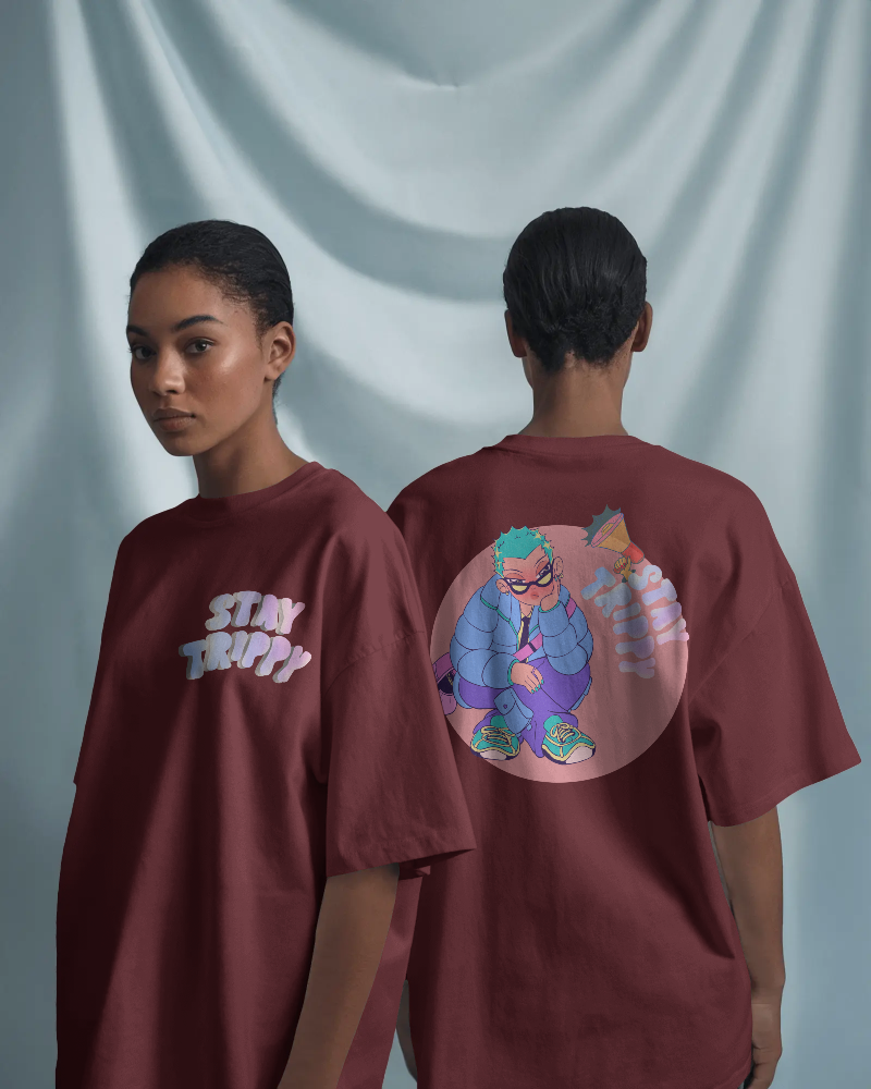 STAY TRIPPY-   100% Cotton French Terry Oversized T-shirt
