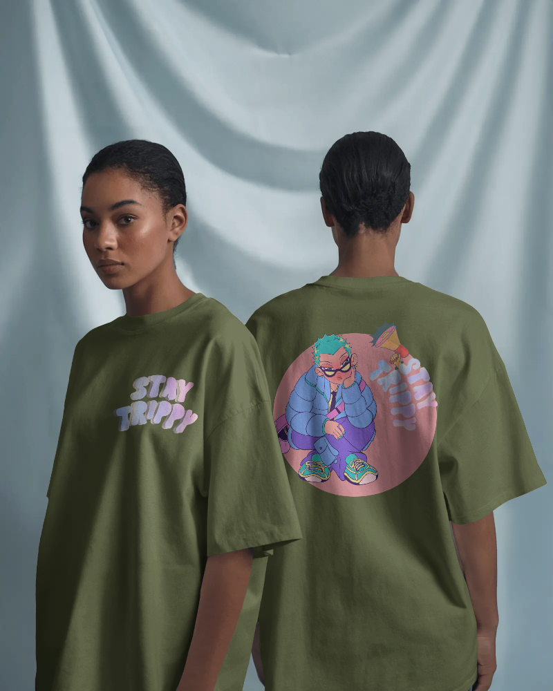 STAY TRIPPY-   100% Cotton French Terry Oversized T-shirt