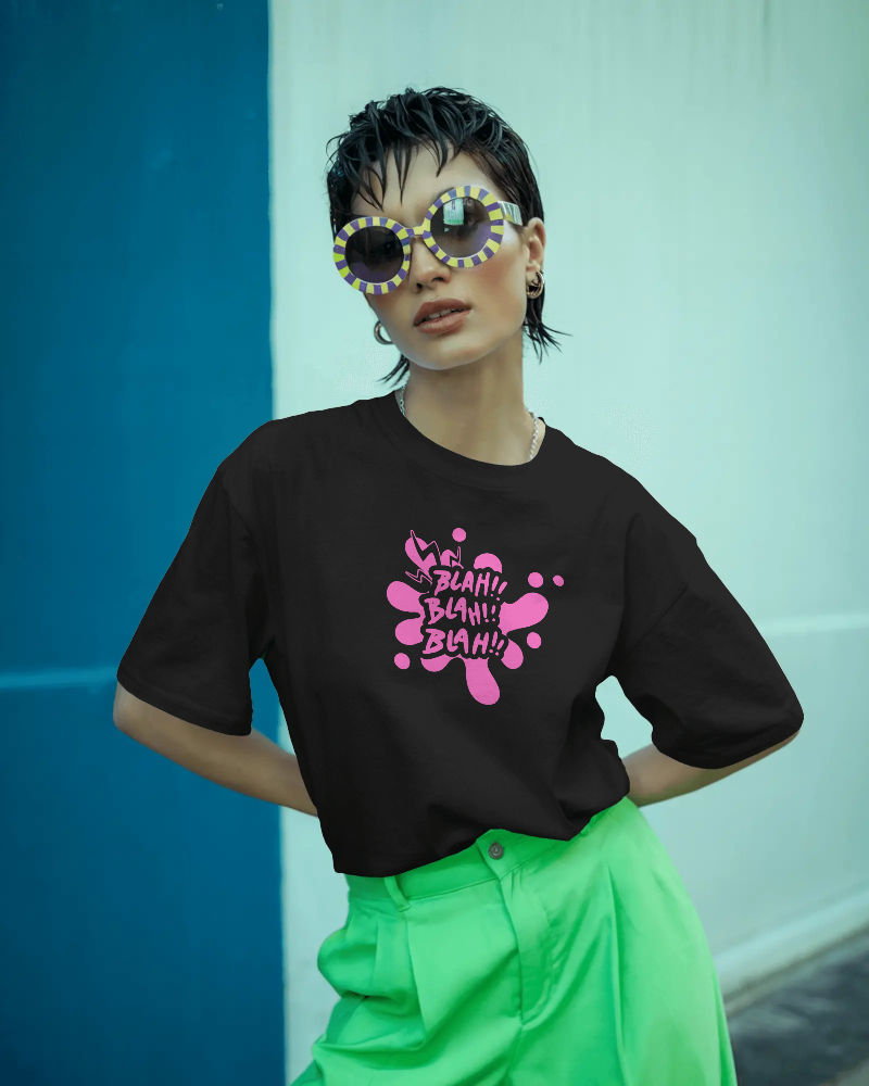 BLAH BLAH BLAH-   100% Cotton French Terry Oversized T-shirt