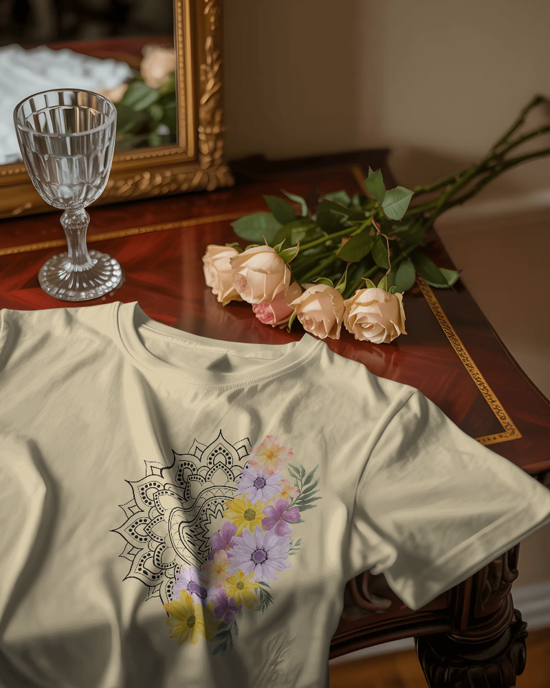 MANDALA BLOOM-   100% Cotton Oversized T-shirt