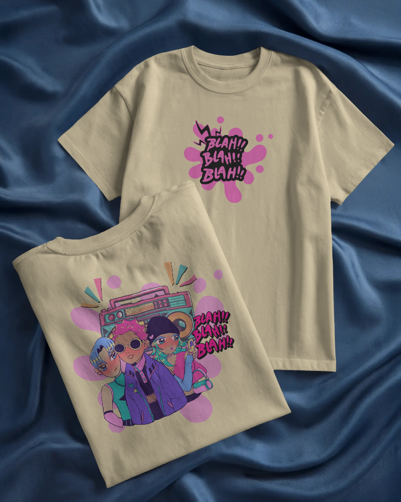 BLAH BLAH BLAH-   100% Cotton French Terry Oversized T-shirt