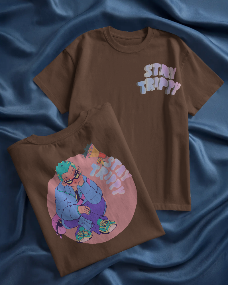 STAY TRIPPY-   100% Cotton French Terry Oversized T-shirt