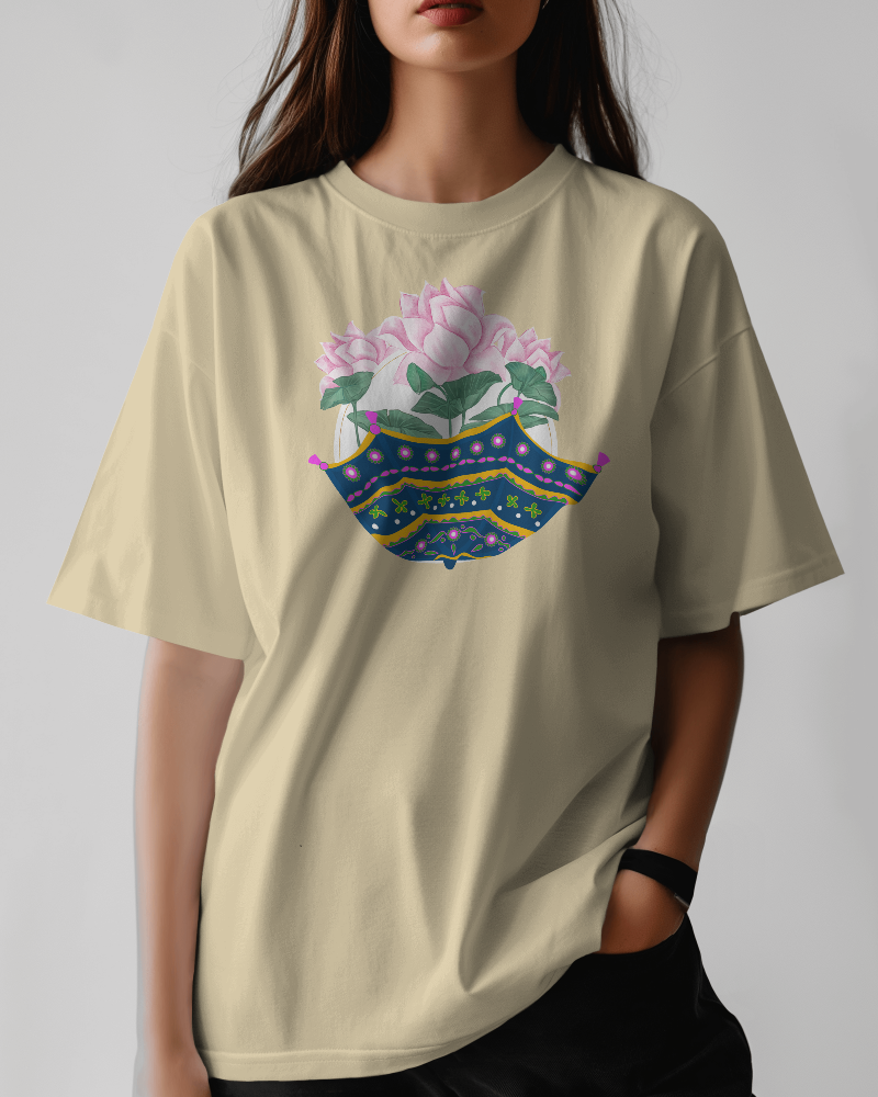 LOTUS-   100% Cotton Oversized T-shirt