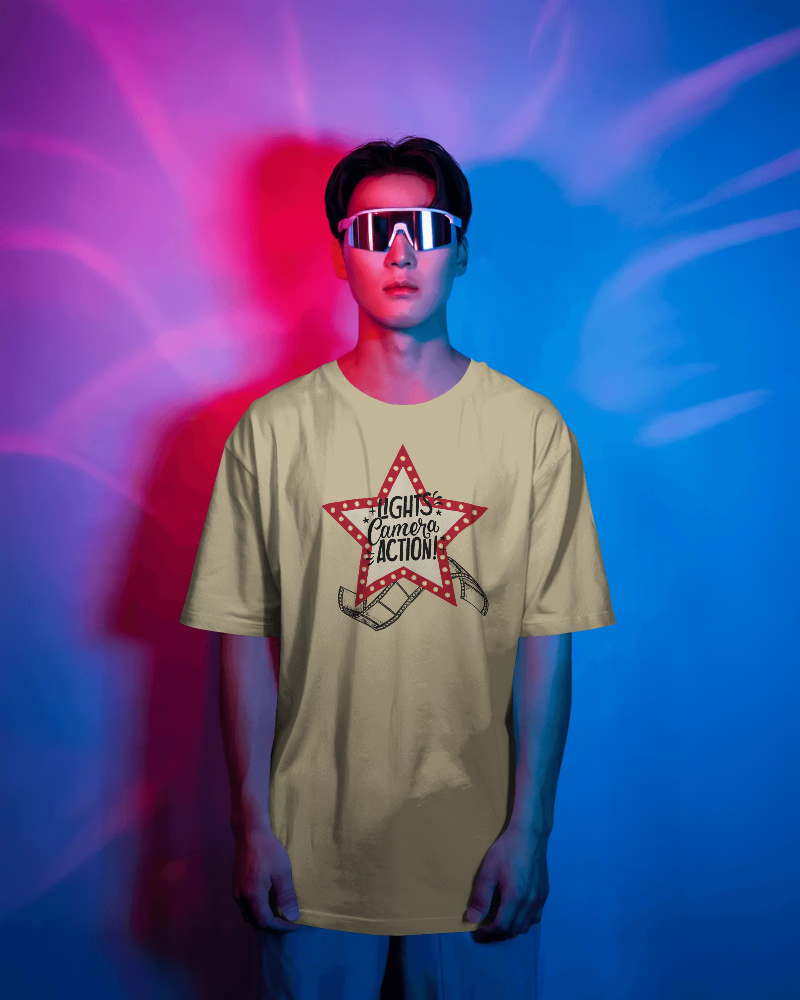 LIGHT, CAMERA, ACTION-   100% Cotton Regular T-shirt