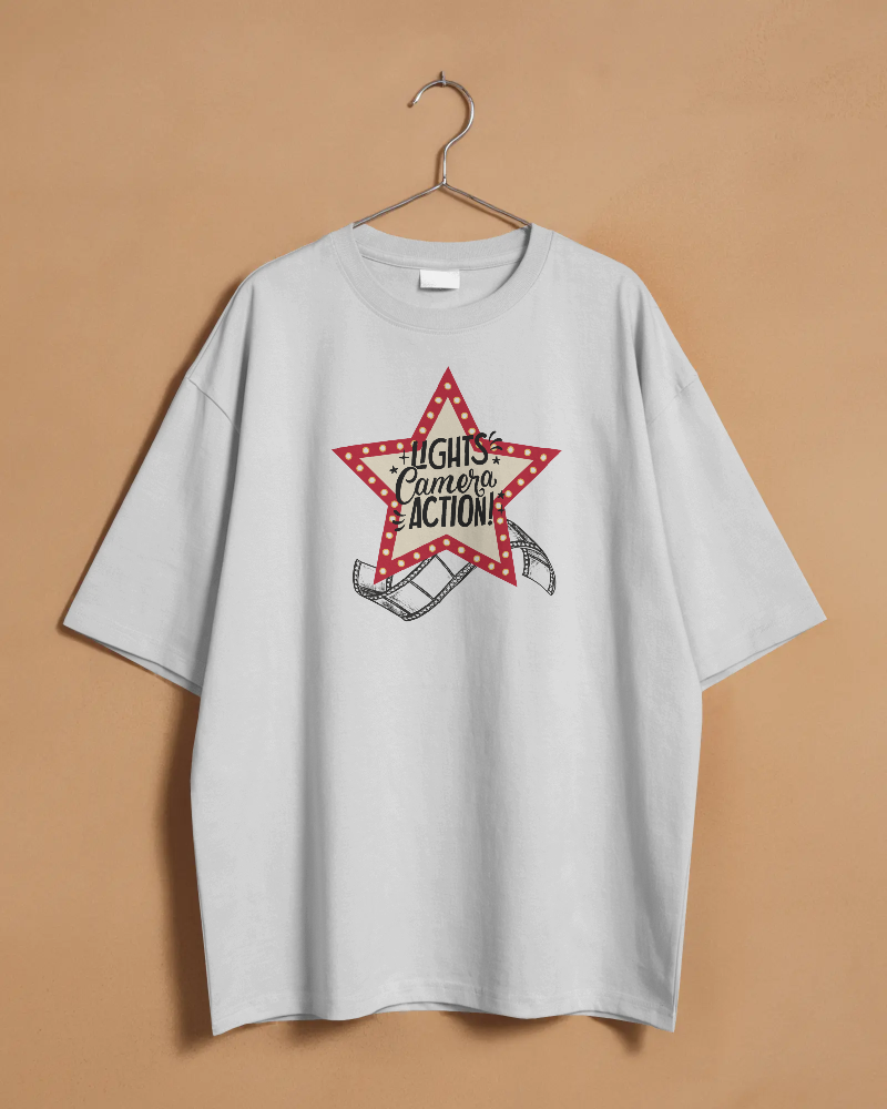 LIGHT, CAMERA, ACTION-   100% Cotton Regular T-shirt