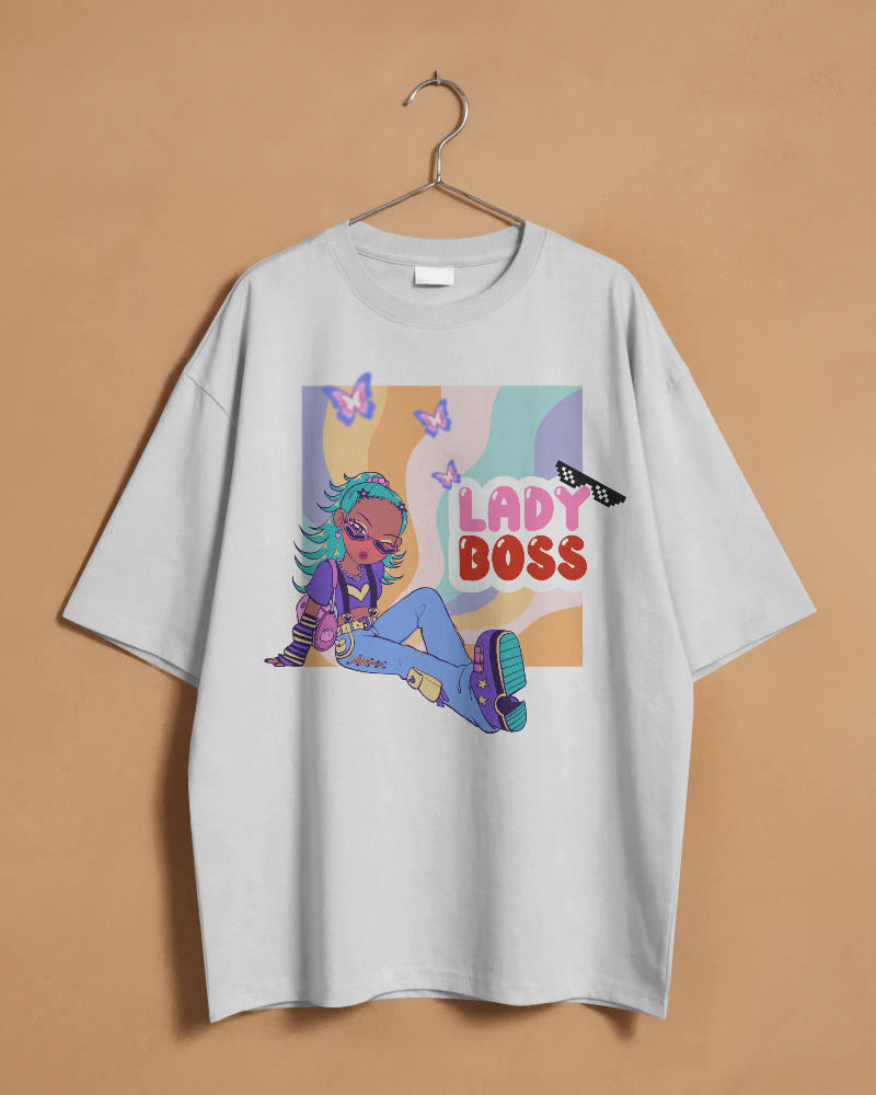 LADY BOSS-   100% Cotton Oversized T-shirt