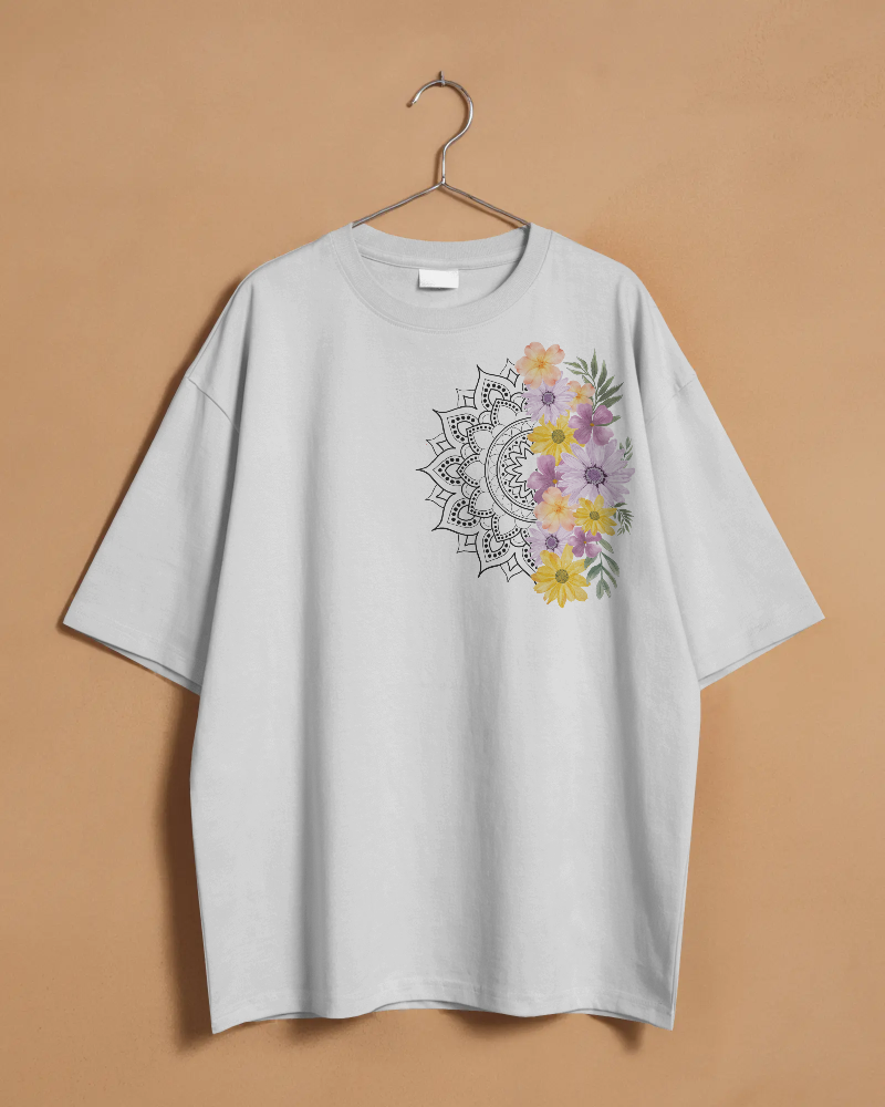 MANDALA BLOOM-   100% Cotton Oversized T-shirt