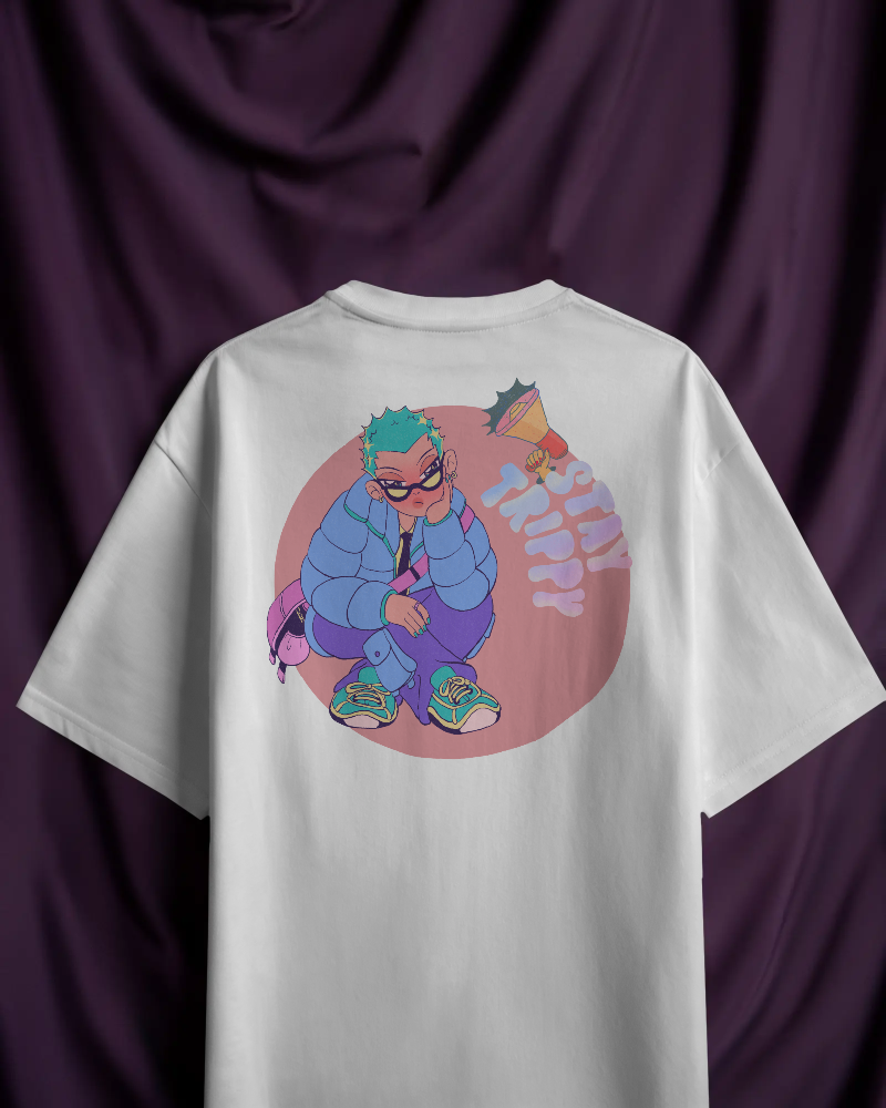 STAY TRIPPY-   100% Cotton French Terry Oversized T-shirt